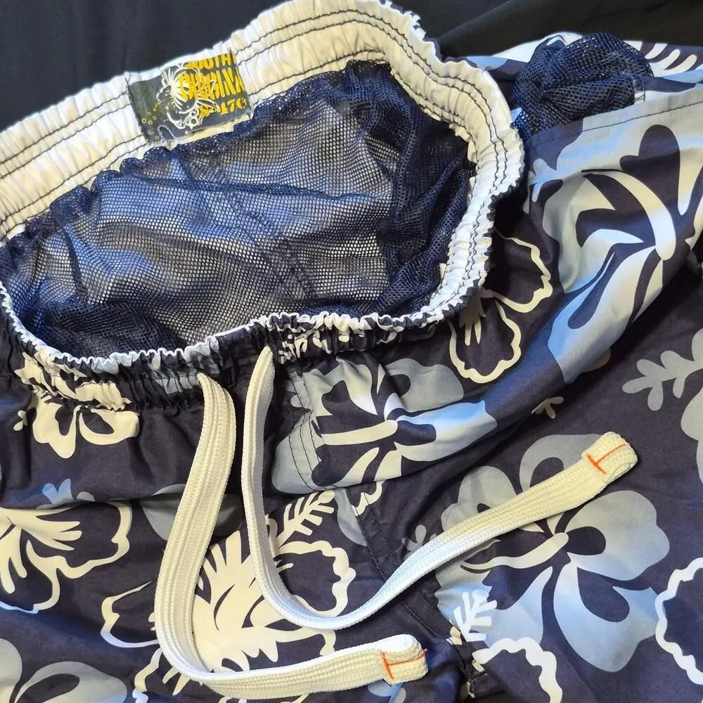 Men's Blue Hawaiian Swim Shorts Size M